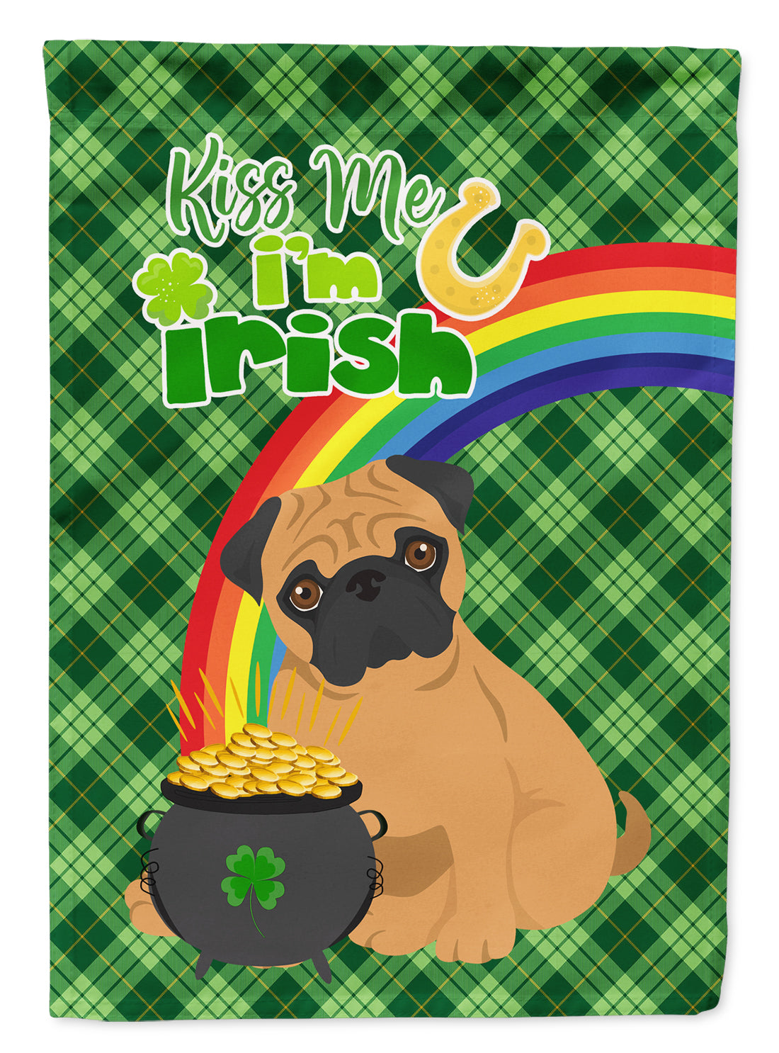 Apricot Pug St. Patrick&#39;s Day Flag Garden Size  the-store.com.