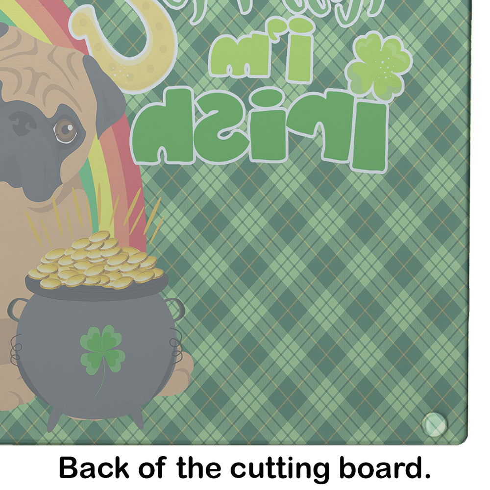 Apricot Pug St. Patrick's Day Glass Cutting Board Large - the-store.com