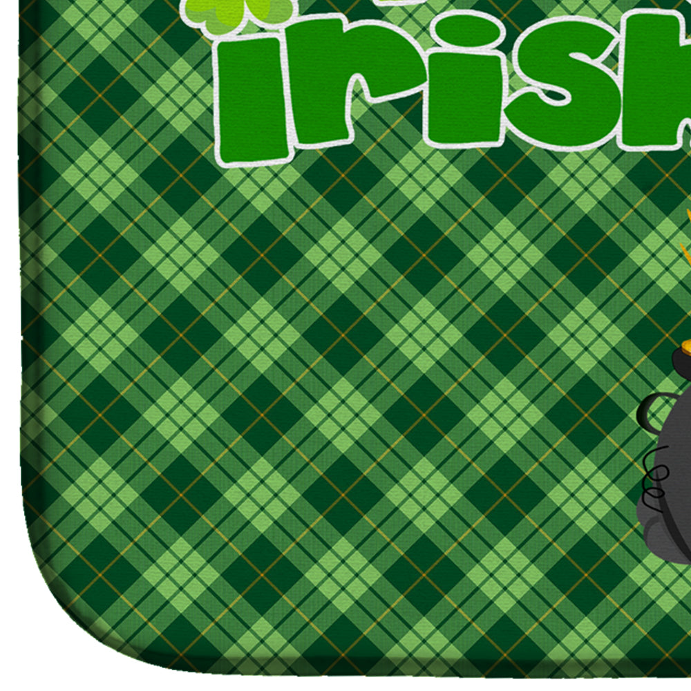 Black Pug St. Patrick's Day Dish Drying Mat