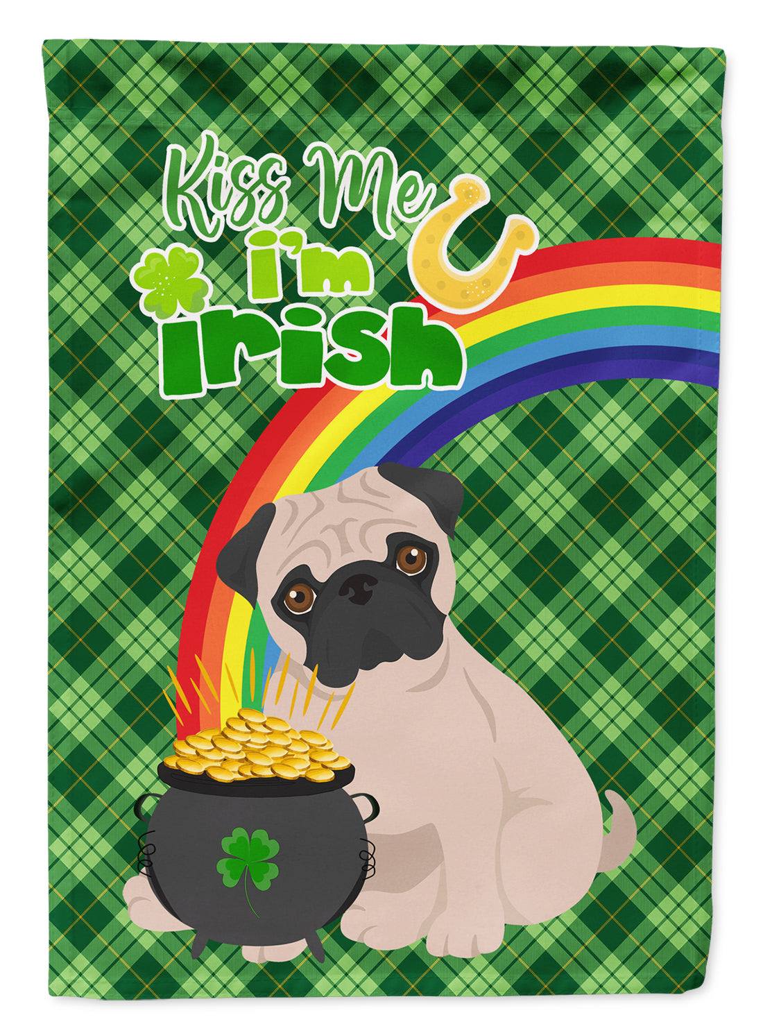 Fawn Pug St. Patrick&#39;s Day Flag Garden Size