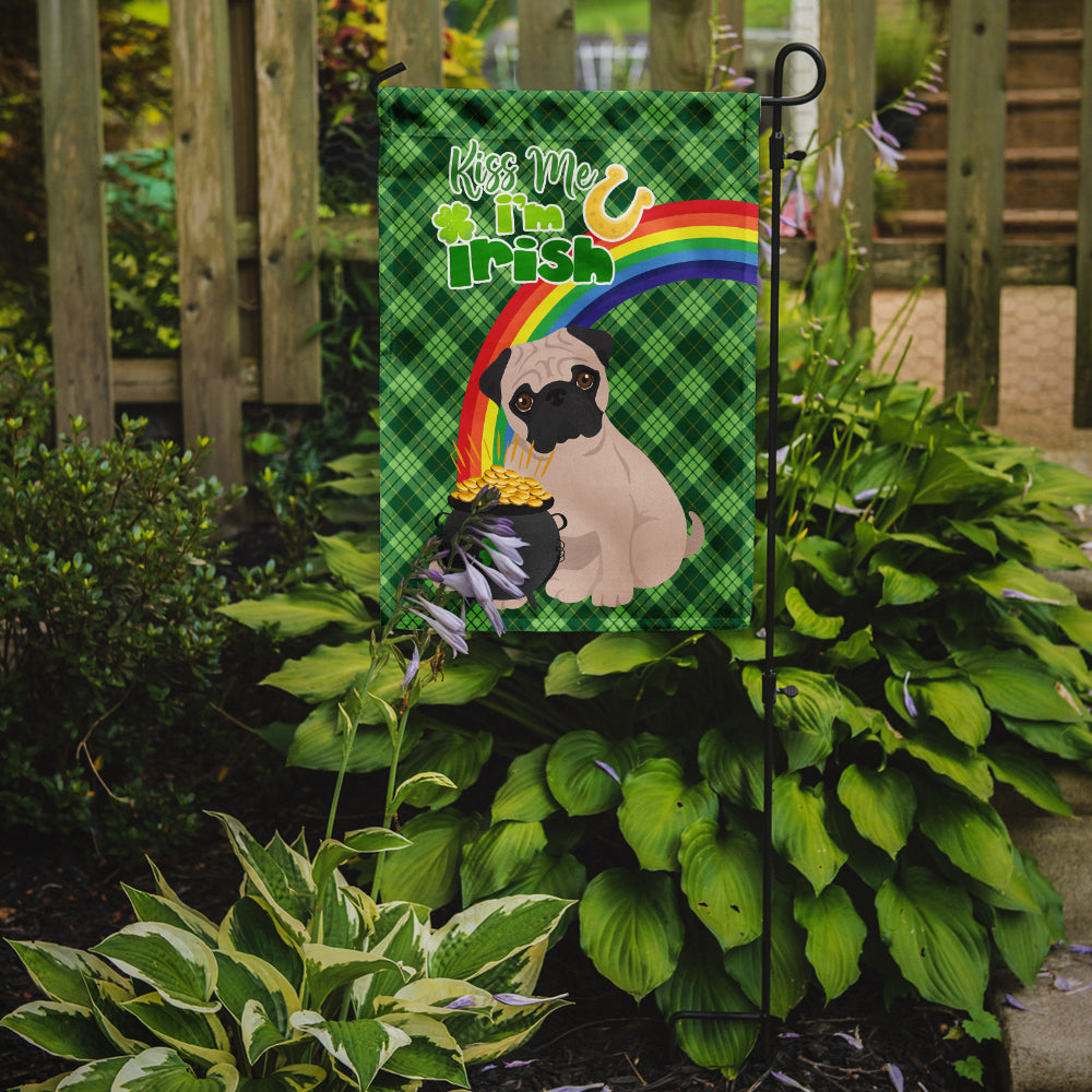 Fawn Pug St. Patrick's Day Flag Garden Size  the-store.com.