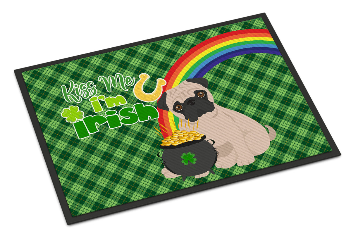 Buy this Fawn Pug St. Patrick&#39;s Day Indoor or Outdoor Mat 24x36