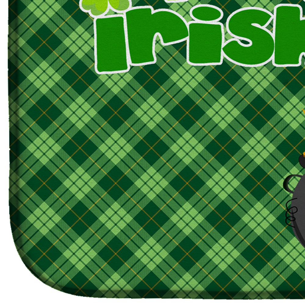 Black and Silver Natural Ears Schnauzer St. Patrick's Day Dish Drying Mat