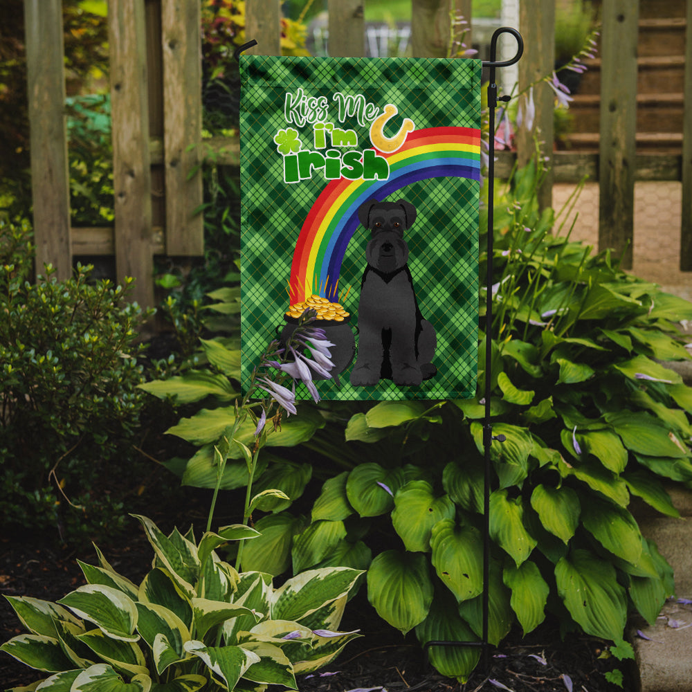 Black Natural Ears Schnauzer St. Patrick's Day Flag Garden Size  the-store.com.