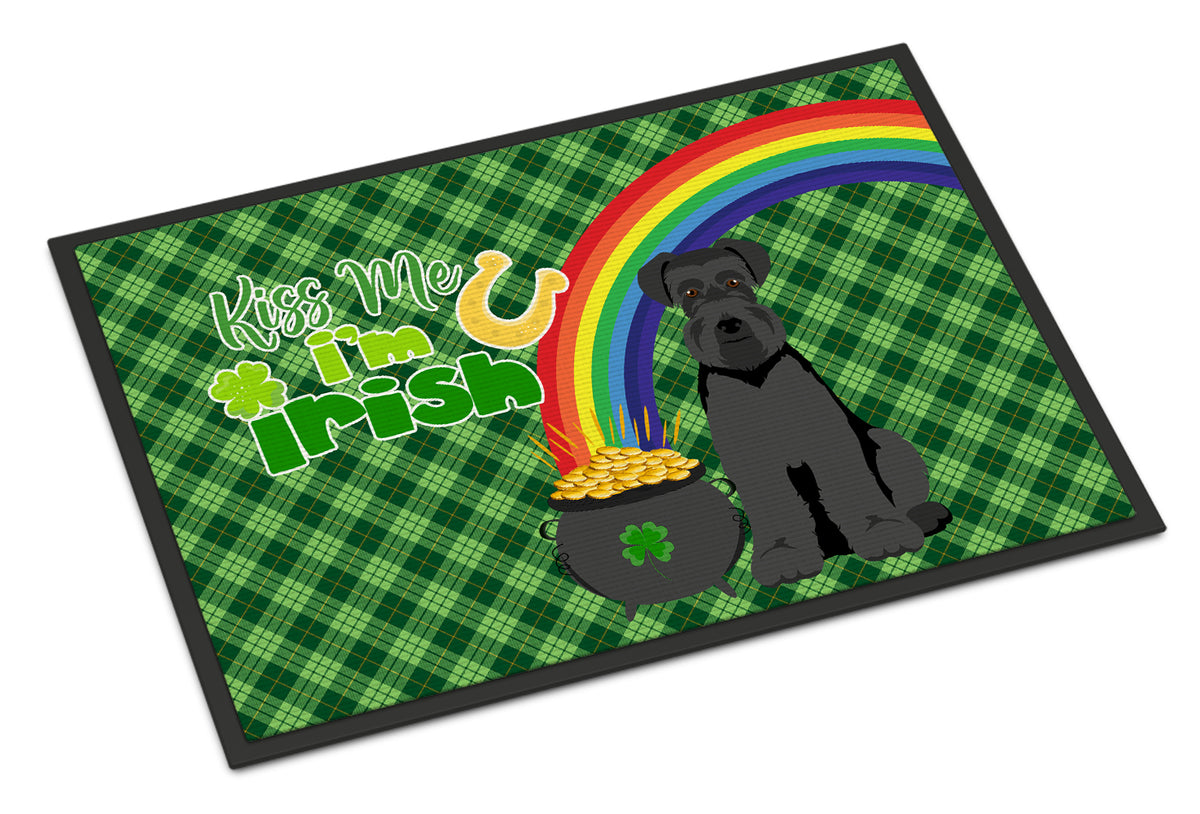 Buy this Black Natural Ears Schnauzer St. Patrick&#39;s Day Indoor or Outdoor Mat 24x36