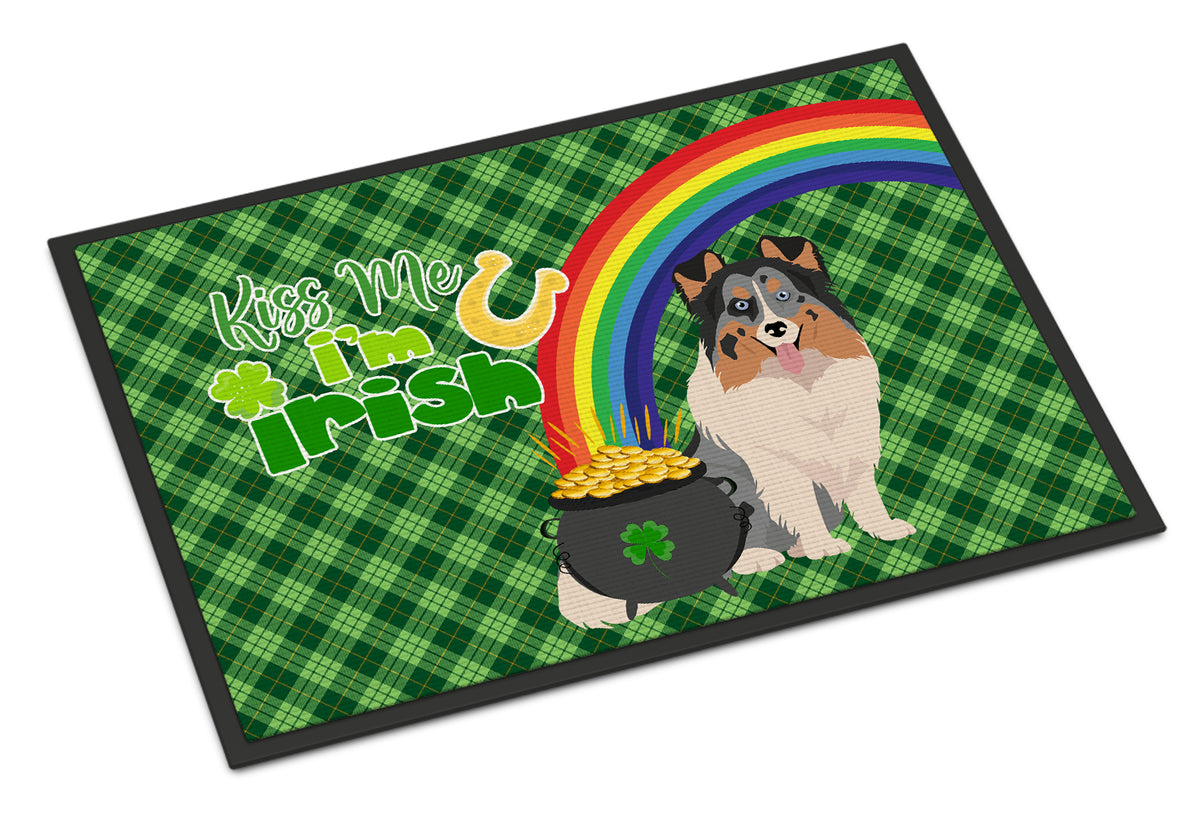 Buy this Blue Merle Sheltie St. Patrick&#39;s Day Indoor or Outdoor Mat 24x36