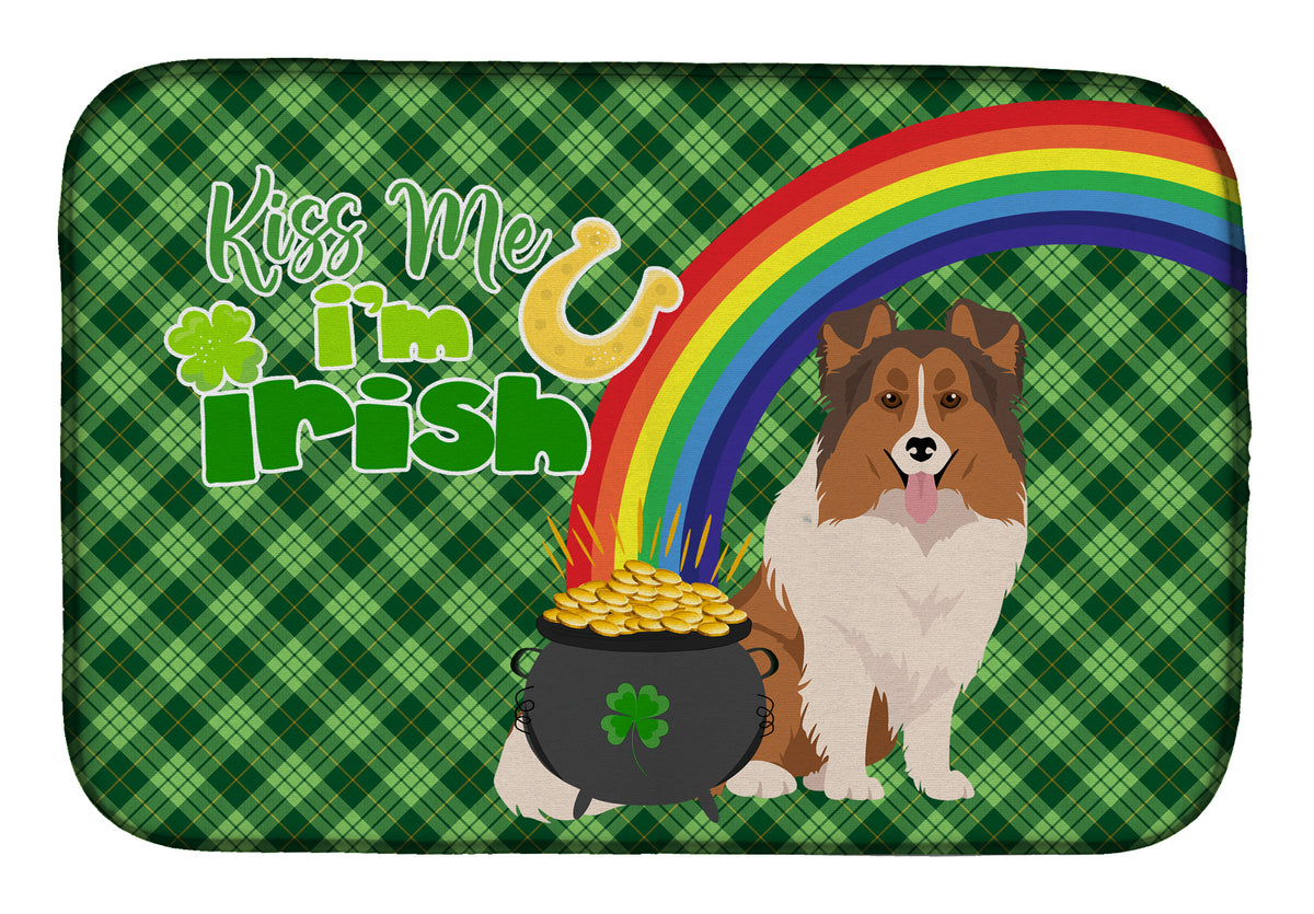 Sable Sheltie St. Patrick&#39;s Day Dish Drying Mat  the-store.com.