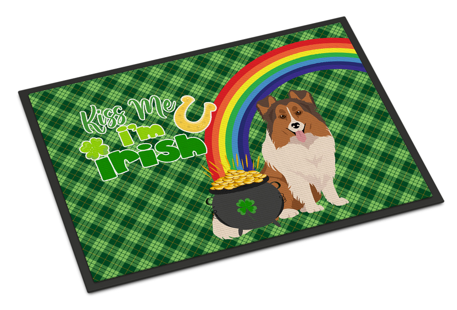 Buy this Sable Sheltie St. Patrick's Day Indoor or Outdoor Mat 24x36