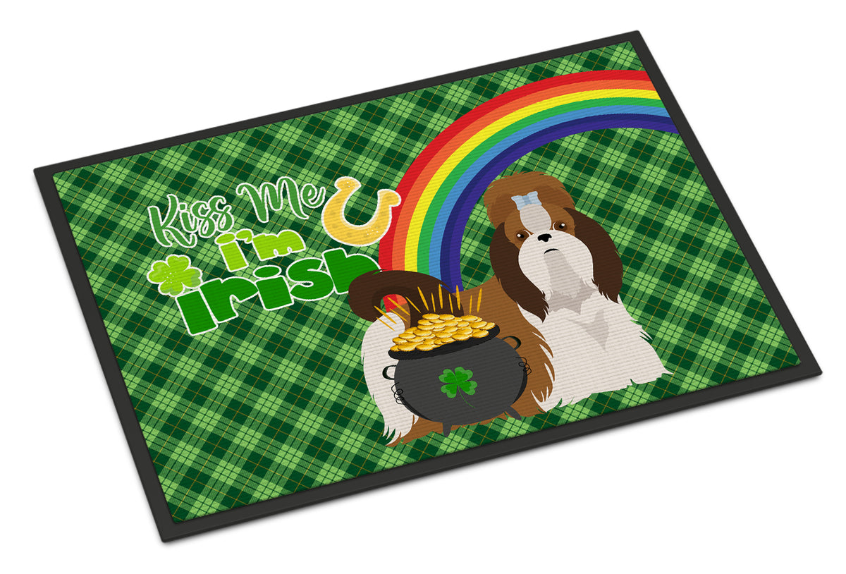Buy this Red and White Shih Tzu St. Patrick&#39;s Day Indoor or Outdoor Mat 24x36