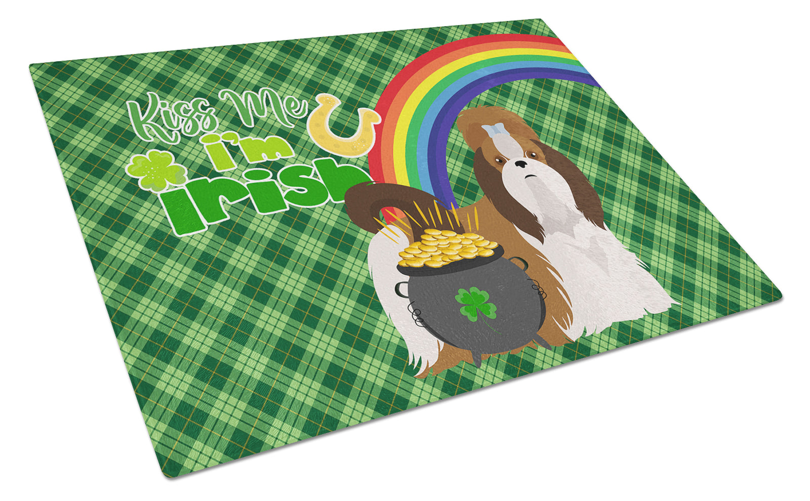 Buy this Red and White Shih Tzu St. Patrick's Day Glass Cutting Board Large