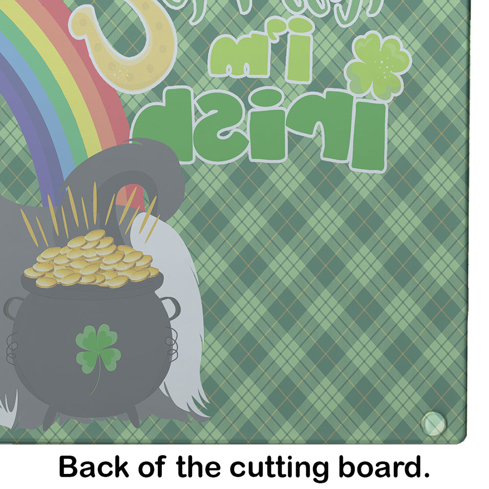 Black and White Shih Tzu St. Patrick's Day Glass Cutting Board Large - the-store.com