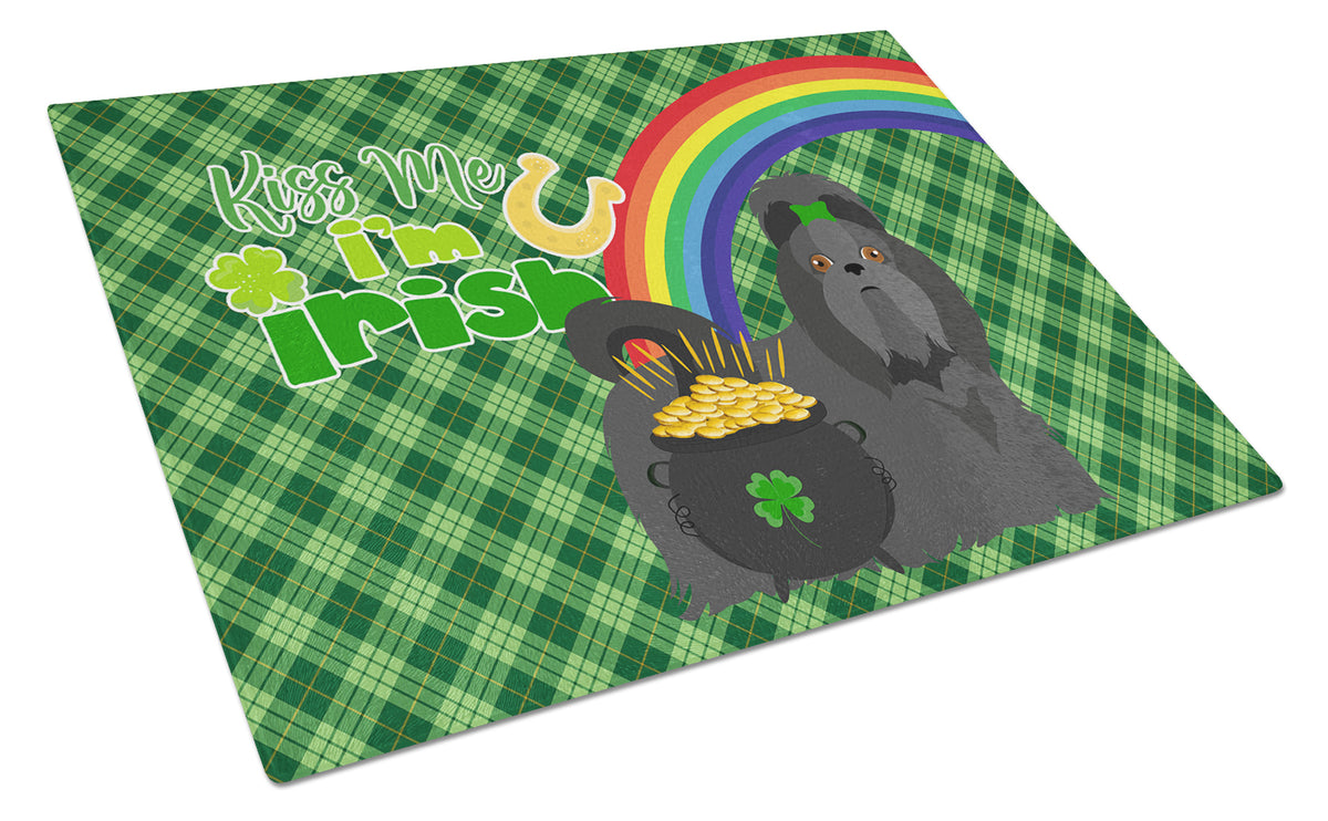 Buy this Black Shih Tzu St. Patrick&#39;s Day Glass Cutting Board Large