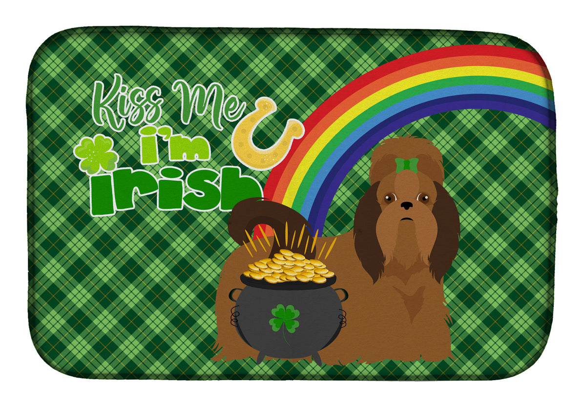 Red Shih Tzu St. Patrick&#39;s Day Dish Drying Mat  the-store.com.