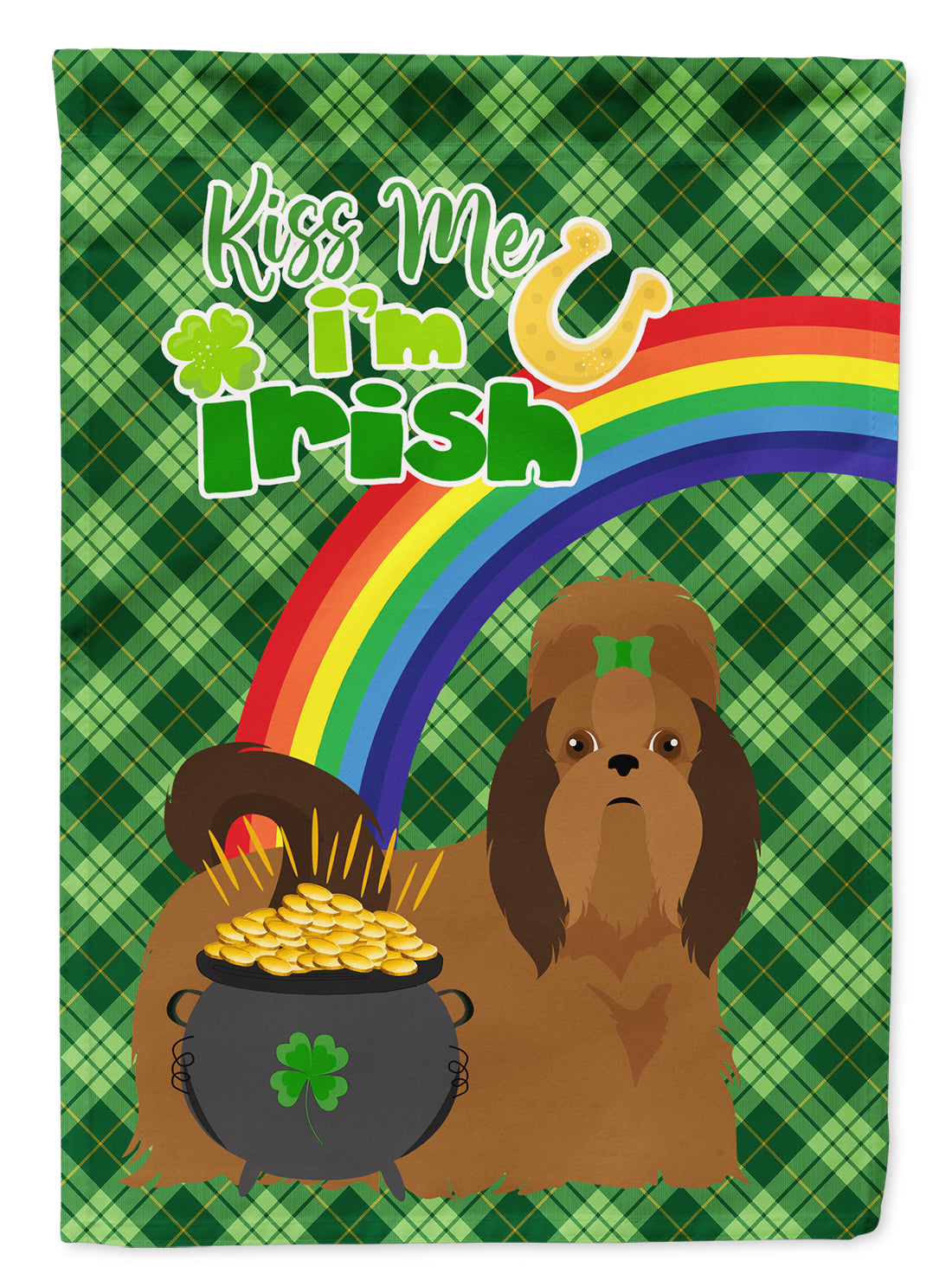 Red Shih Tzu St. Patrick&#39;s Day Flag Garden Size  the-store.com.