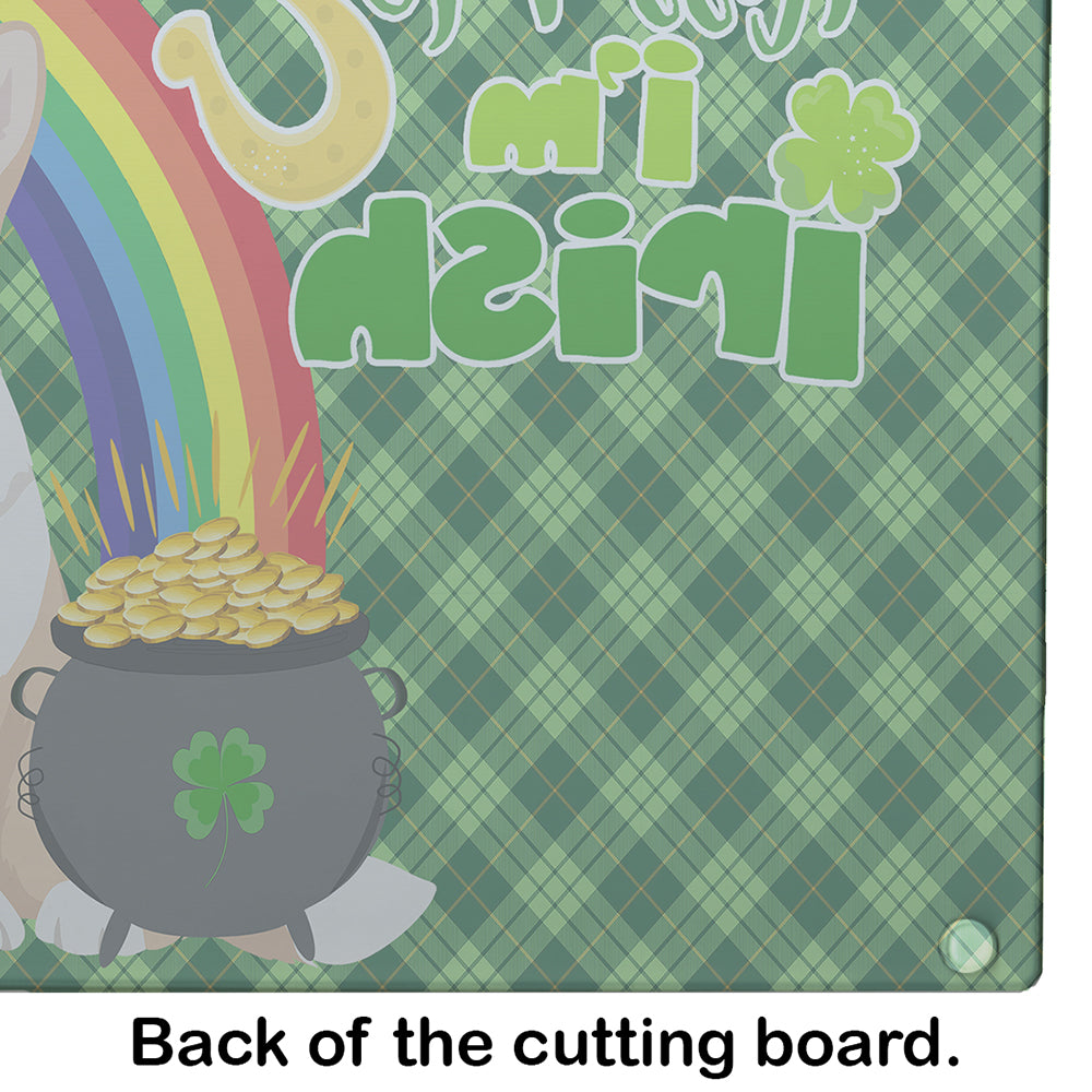 Caroline's Treasures Fawn Cardigan Corgi St. Patrick's Day Glass Cutting Boards – Durable, Decorative Kitchen Art Large