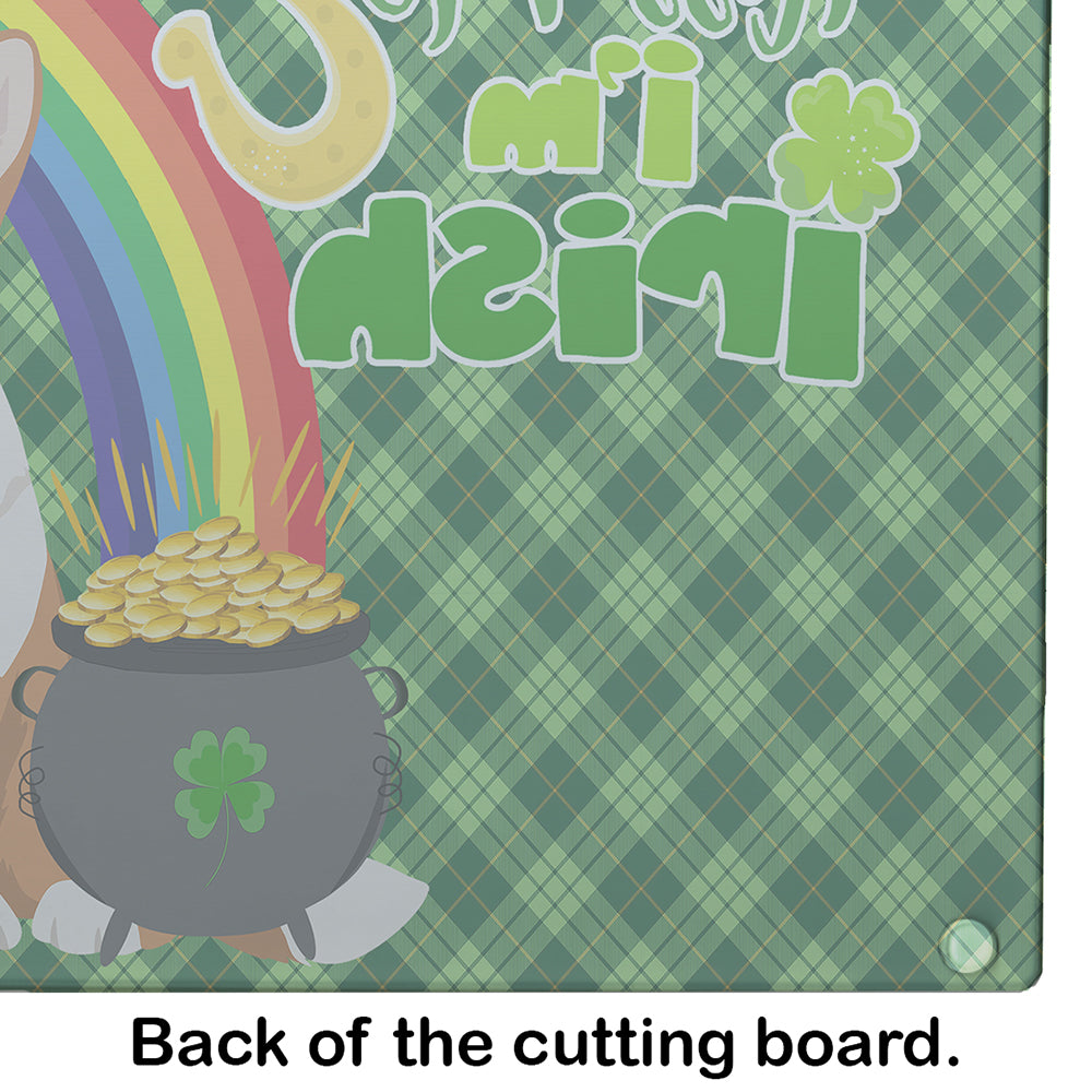 Caroline's Treasures Red Cardigan Corgi St. Patrick's Day Glass Cutting Boards – Durable, Decorative Kitchen Art Large