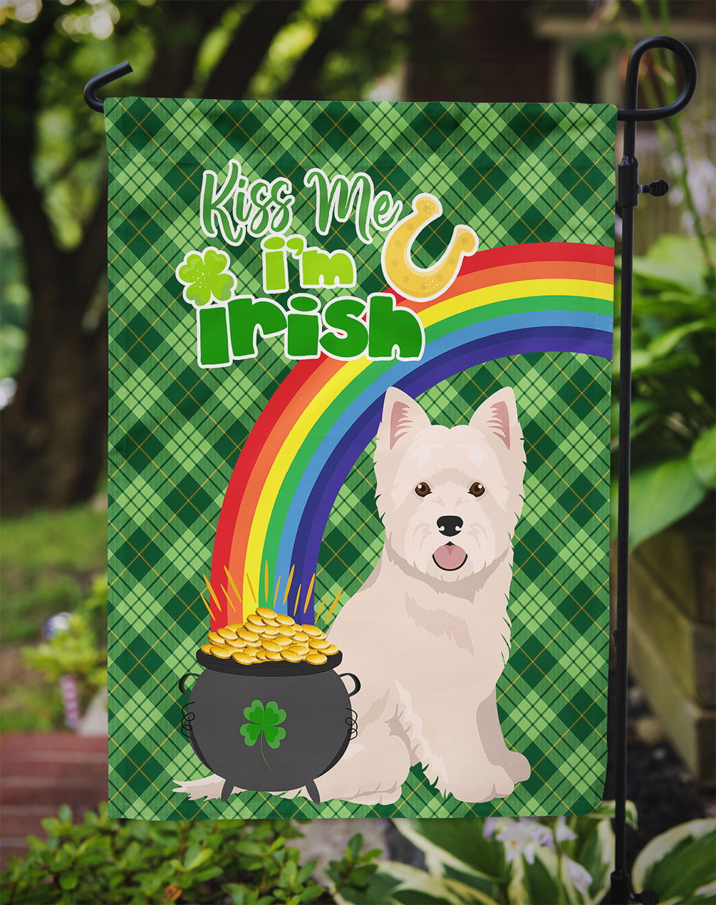 Westie West Highland White Terrier St. Patrick's Day Flag Garden Size