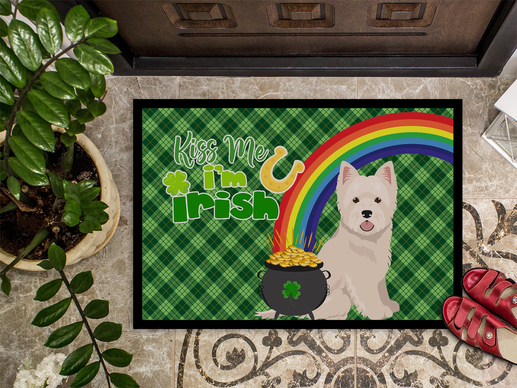 Westie West Highland White Terrier St. Patrick's Day Indoor or Outdoor Mat 24x36 - the-store.com