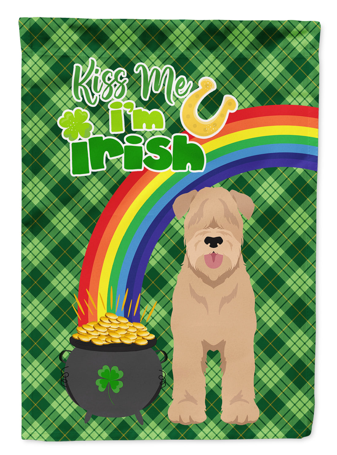 Red Wheaten Terrier St. Patrick&#39;s Day Flag Garden Size