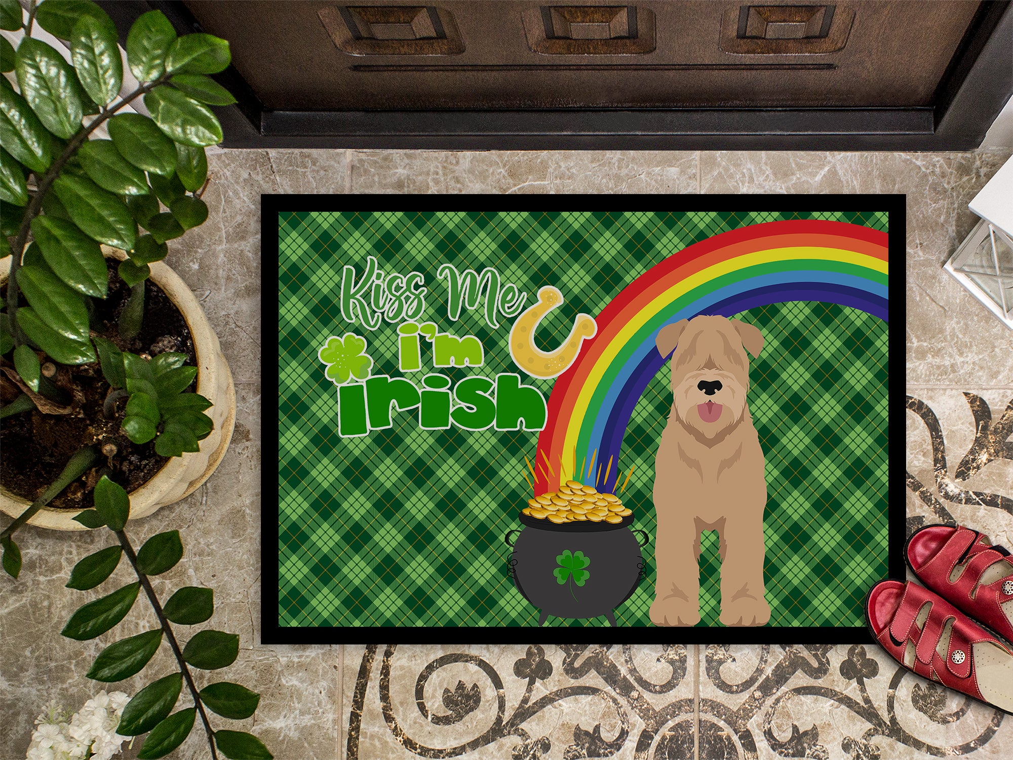 Red Wheaten Terrier St. Patrick's Day Indoor or Outdoor Mat 24x36 - the-store.com