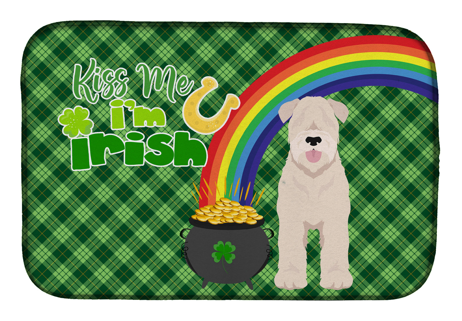 Soft Coated Wheaten Terrier St. Patrick's Day Dish Drying Mat  the-store.com.