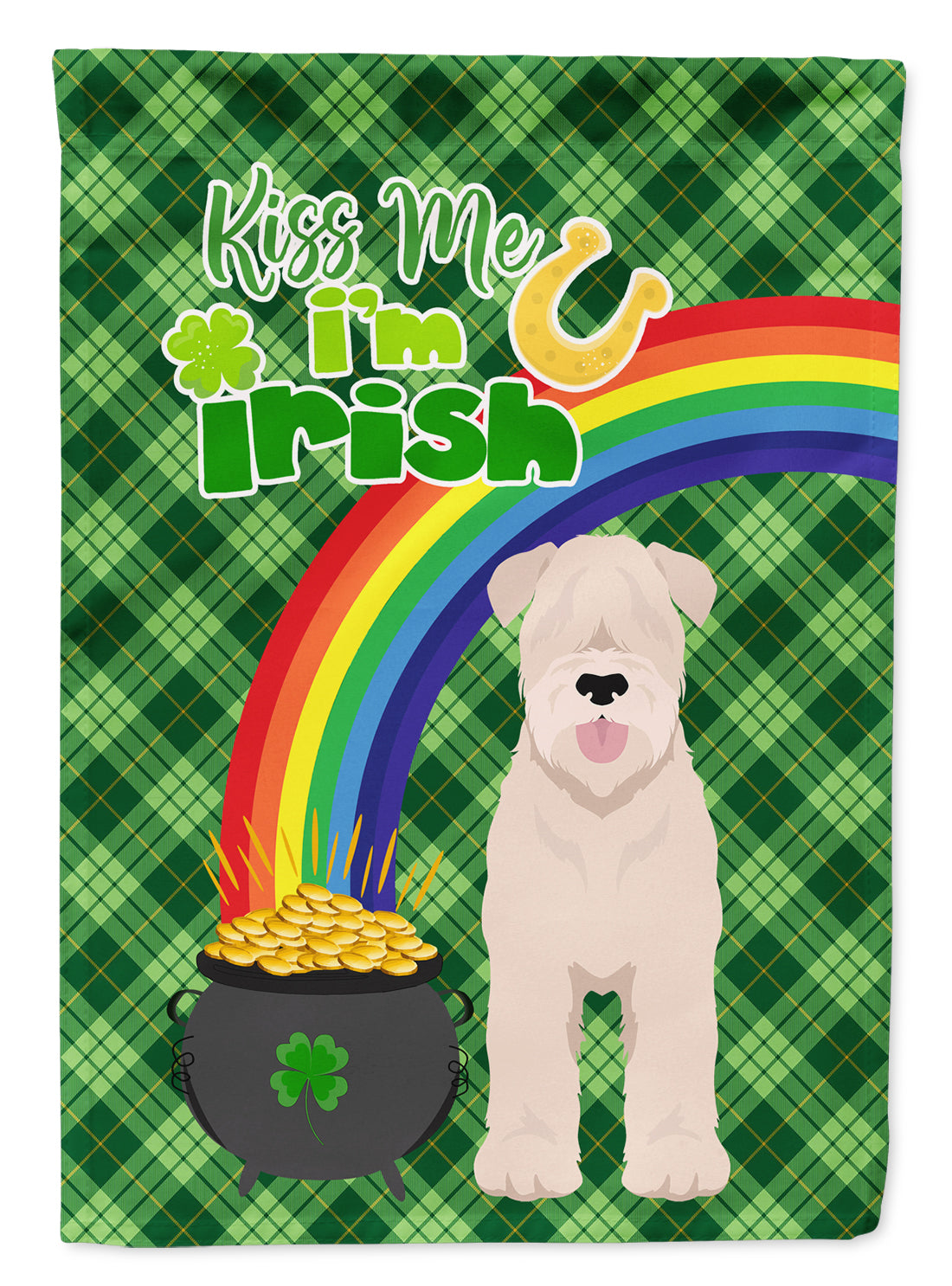 Soft Coated Wheaten Terrier St. Patrick's Day Flag Garden Size  the-store.com.