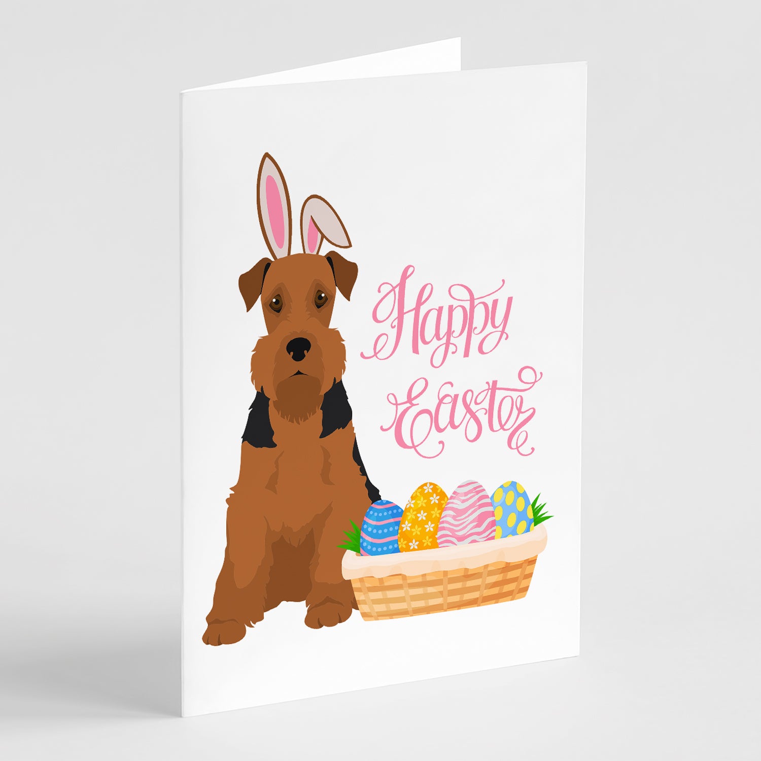 Buy this Black and Tan Airedale Terrier Easter Greeting Cards and Envelopes Pack of 8