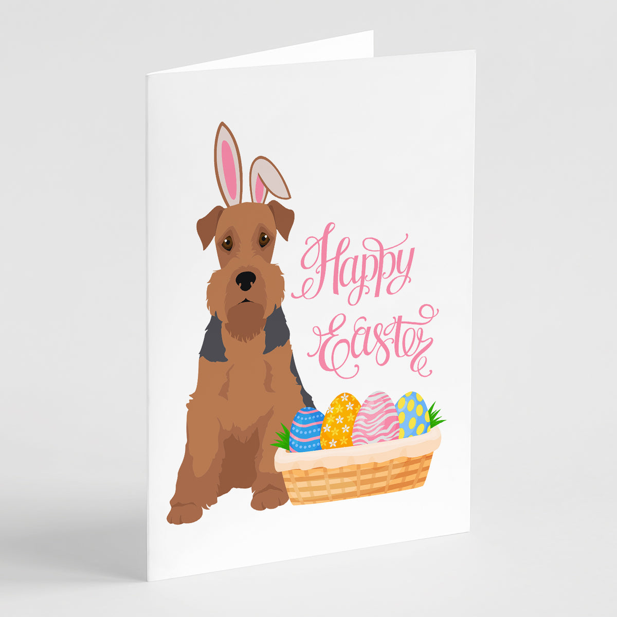 Buy this Grizzle and Tan Airedale Terrier Easter Greeting Cards and Envelopes Pack of 8