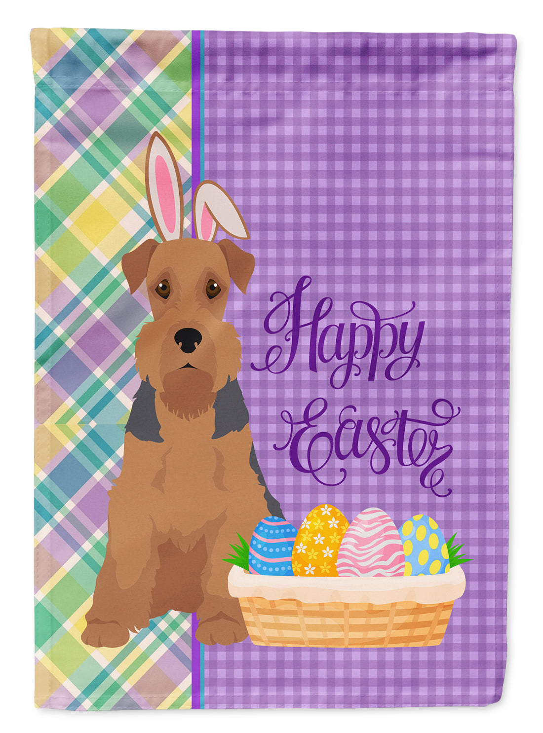 Grizzle and Tan Airedale Terrier Easter Flag Garden Size  the-store.com.