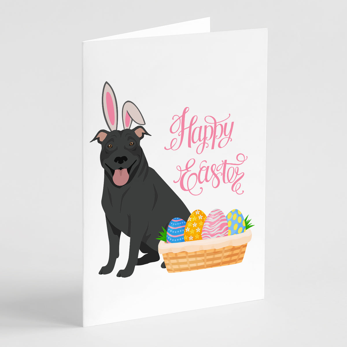 Buy this Black Pit Bull Terrier Easter Greeting Cards and Envelopes Pack of 8