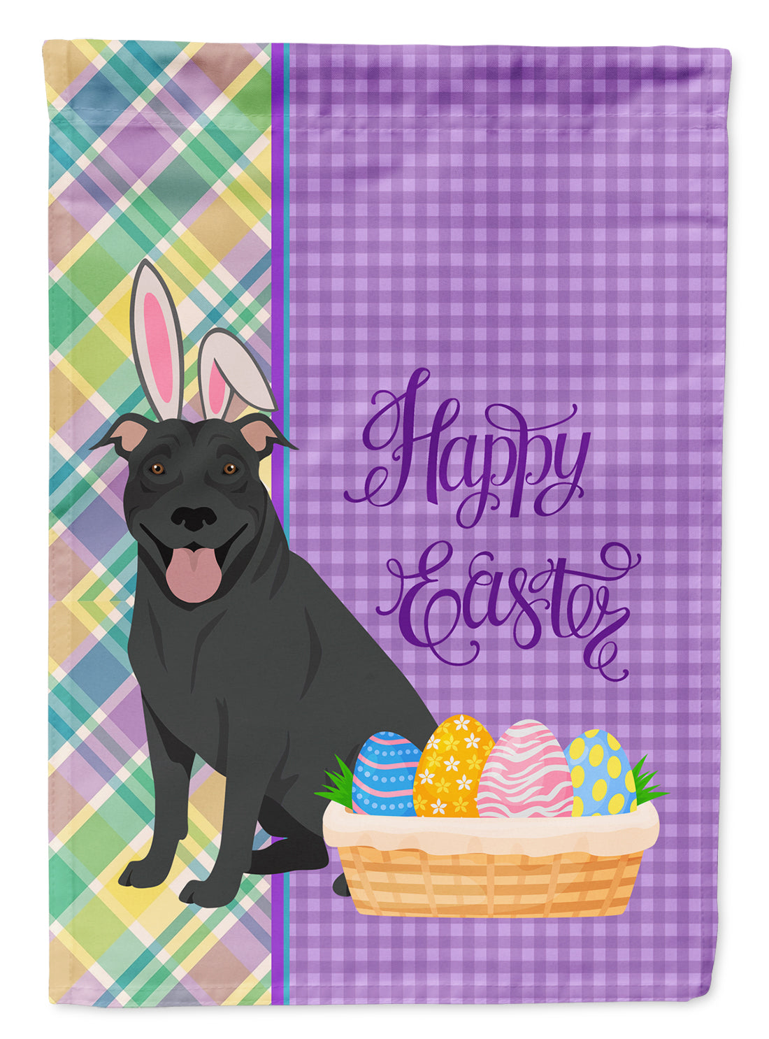 Black Pit Bull Terrier Easter Flag Garden Size
