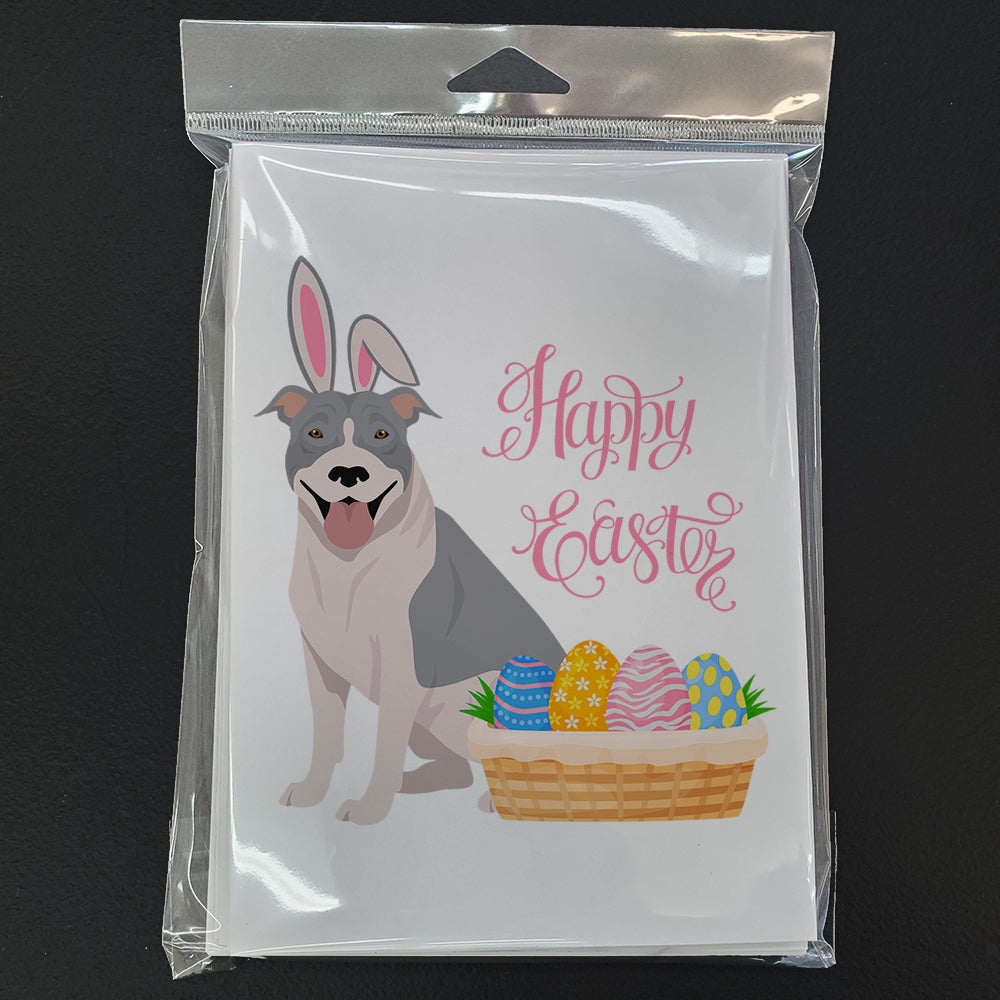 Blue and White Pit Bull Terrier Easter Greeting Cards and Envelopes Pack of 8 - the-store.com
