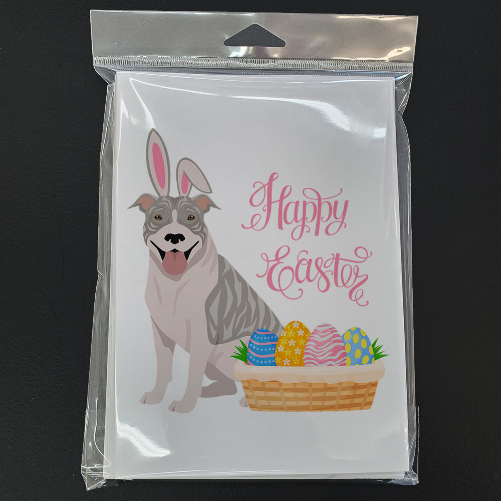 Blue Brindle Pit Bull Terrier Easter Greeting Cards and Envelopes Pack of 8 - the-store.com