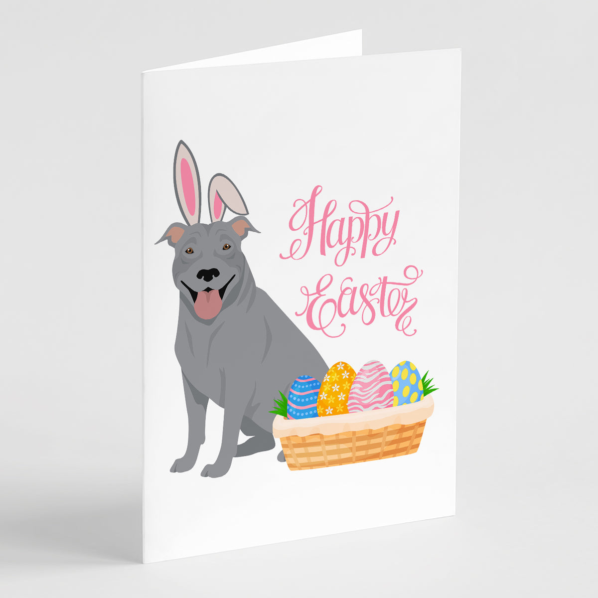 Buy this Blue Pit Bull Terrier Easter Greeting Cards and Envelopes Pack of 8