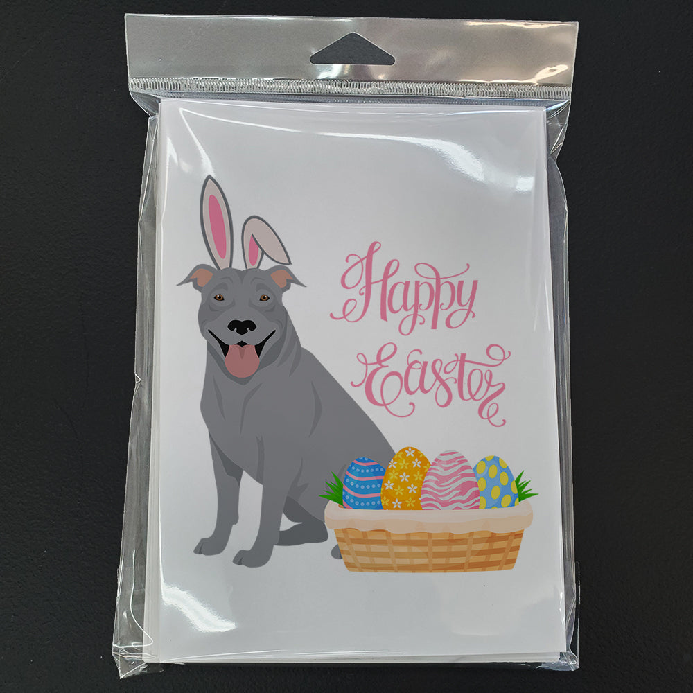 Blue Pit Bull Terrier Easter Greeting Cards and Envelopes Pack of 8 - the-store.com