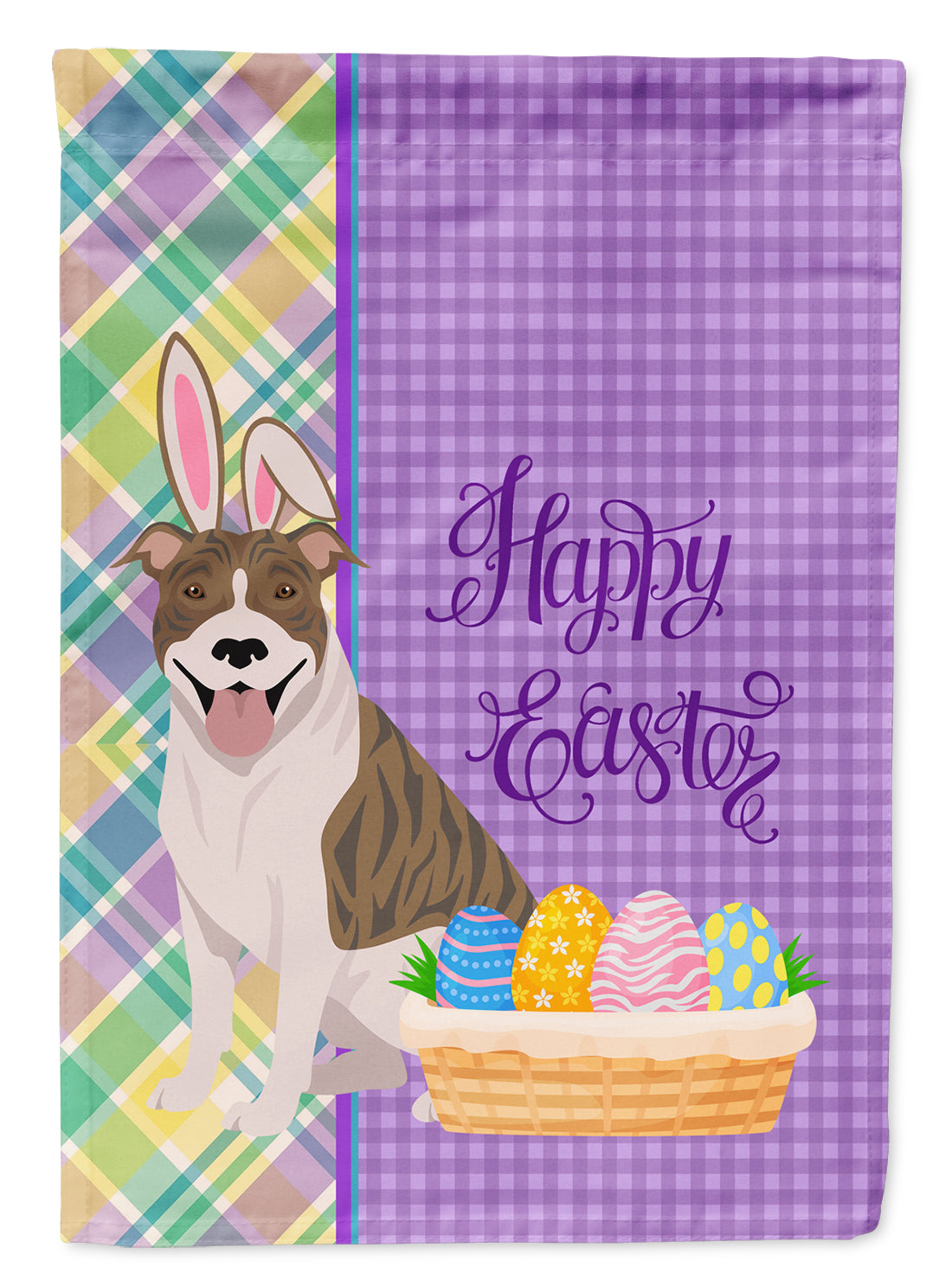 Fawn Brindle Pit Bull Terrier Easter Flag Garden Size