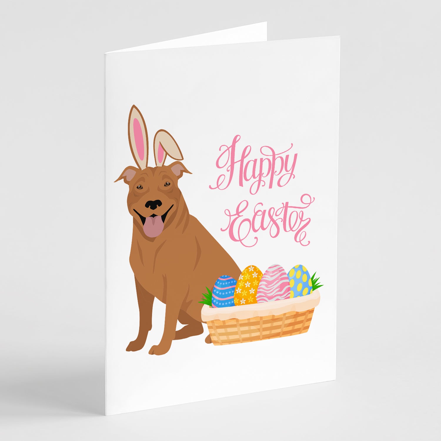 Buy this Red Pit Bull Terrier Easter Greeting Cards and Envelopes Pack of 8