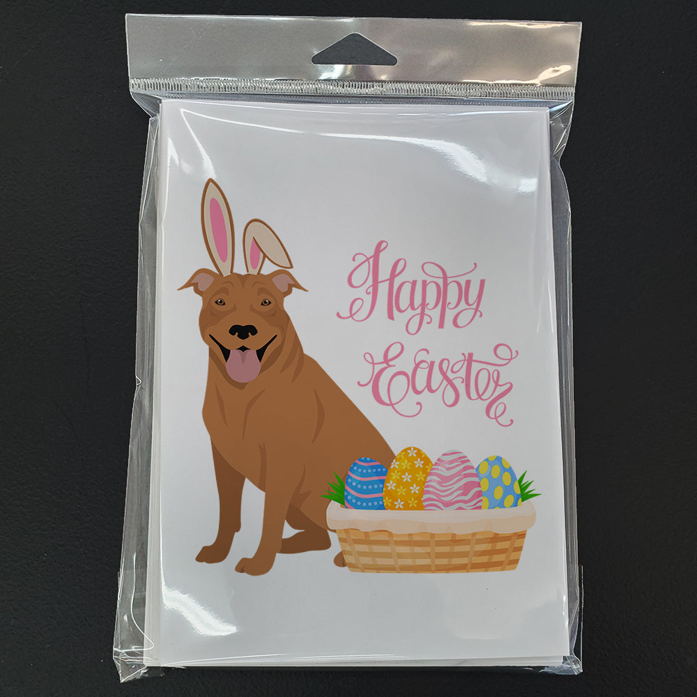 Red Pit Bull Terrier Easter Greeting Cards and Envelopes Pack of 8 - the-store.com