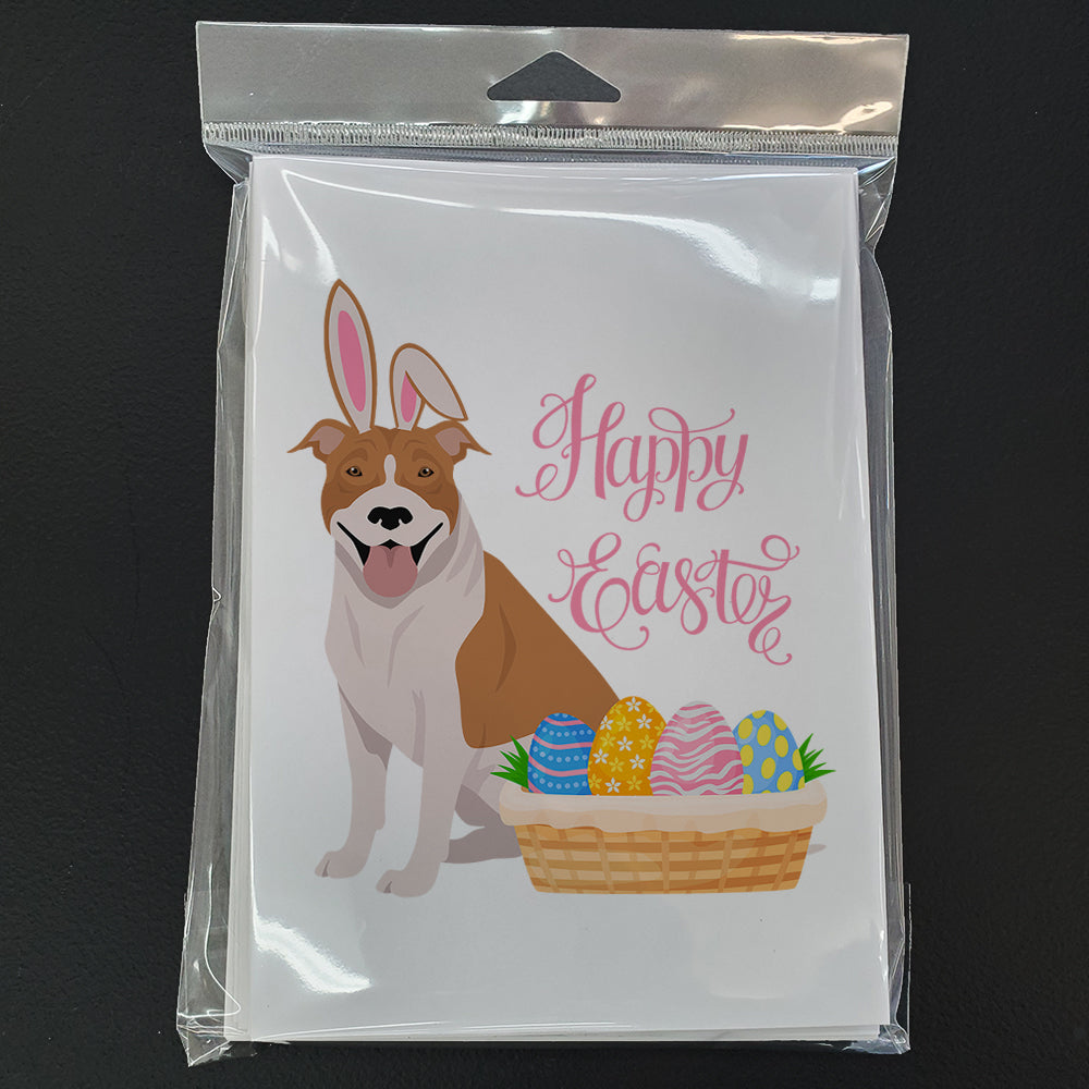 Red and White Pit Bull Terrier Easter Greeting Cards and Envelopes Pack of 8 - the-store.com