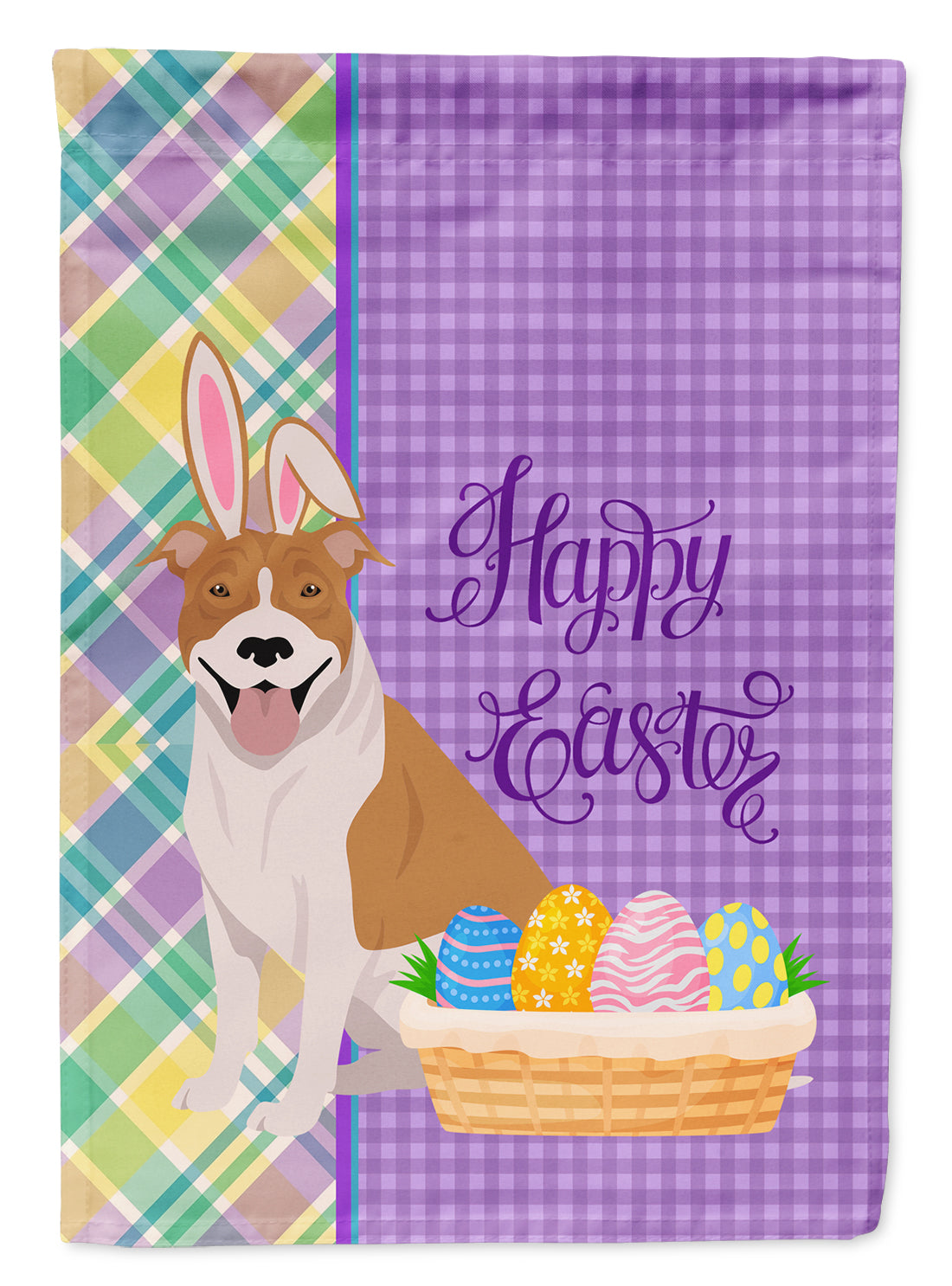 Red and White Pit Bull Terrier Easter Flag Garden Size  the-store.com.
