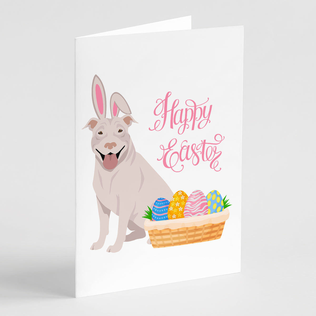 Buy this White Pit Bull Terrier Easter Greeting Cards and Envelopes Pack of 8