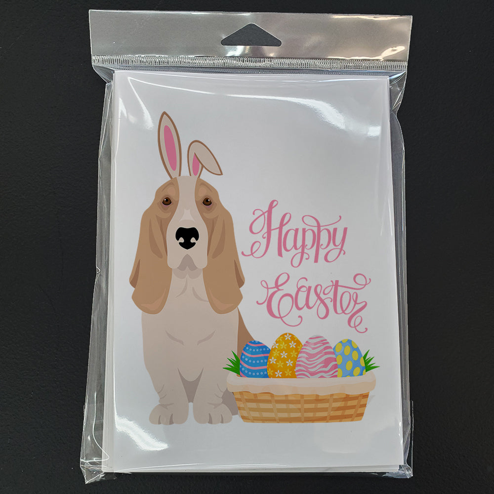 Lemon and White Tricolor Basset Hound Easter Greeting Cards and Envelopes Pack of 8 - the-store.com