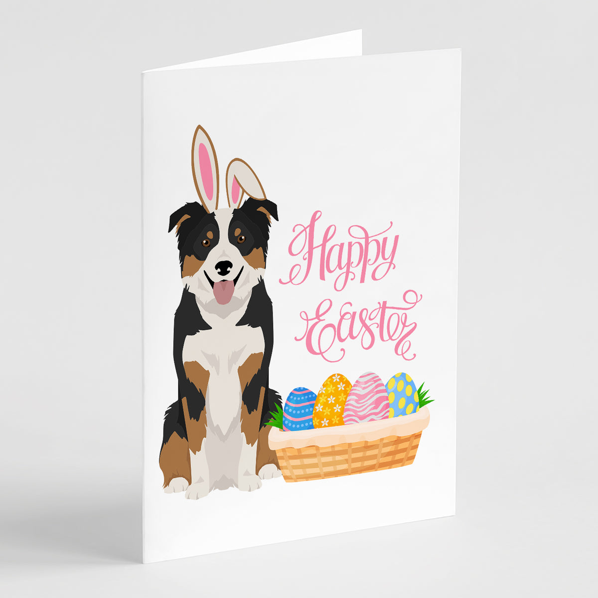 Buy this Tricolor Border Collie Easter Greeting Cards and Envelopes Pack of 8
