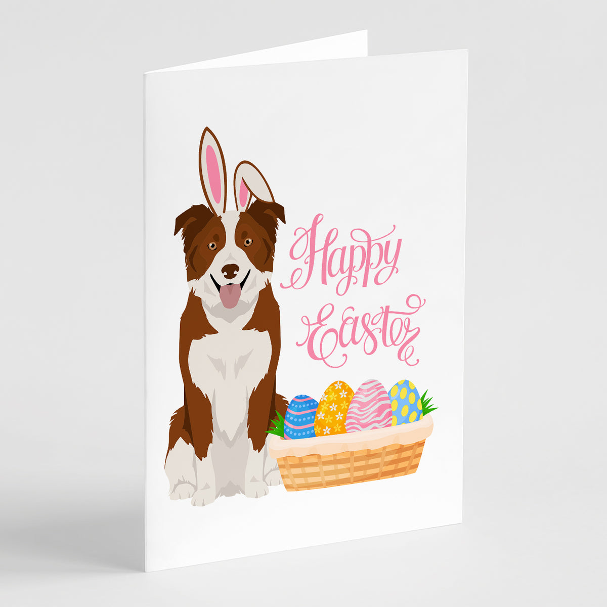 Buy this Red and White Border Collie Easter Greeting Cards and Envelopes Pack of 8