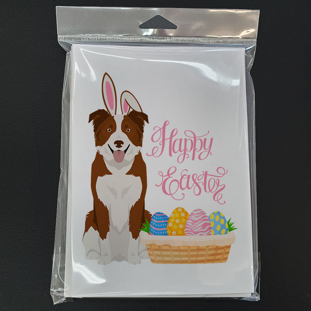 Red and White Border Collie Easter Greeting Cards and Envelopes Pack of 8 - the-store.com