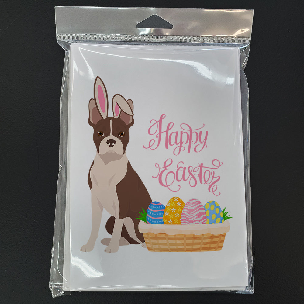 Red Boston Terrier Easter Greeting Cards and Envelopes Pack of 8 - the-store.com