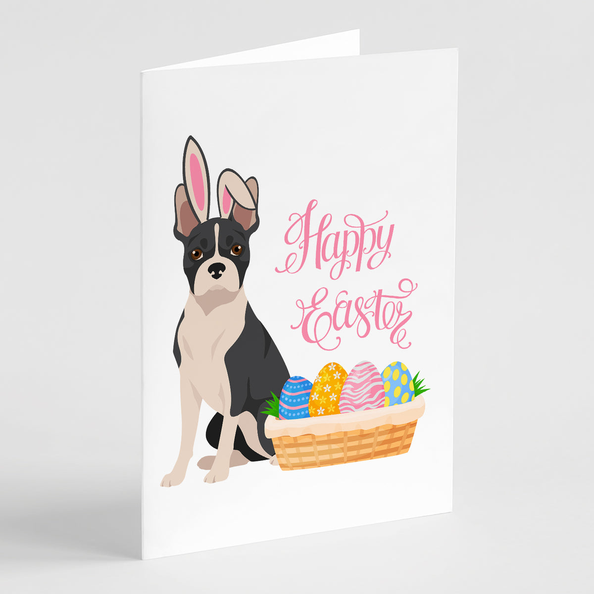Buy this Black Boston Terrier Easter Greeting Cards and Envelopes Pack of 8