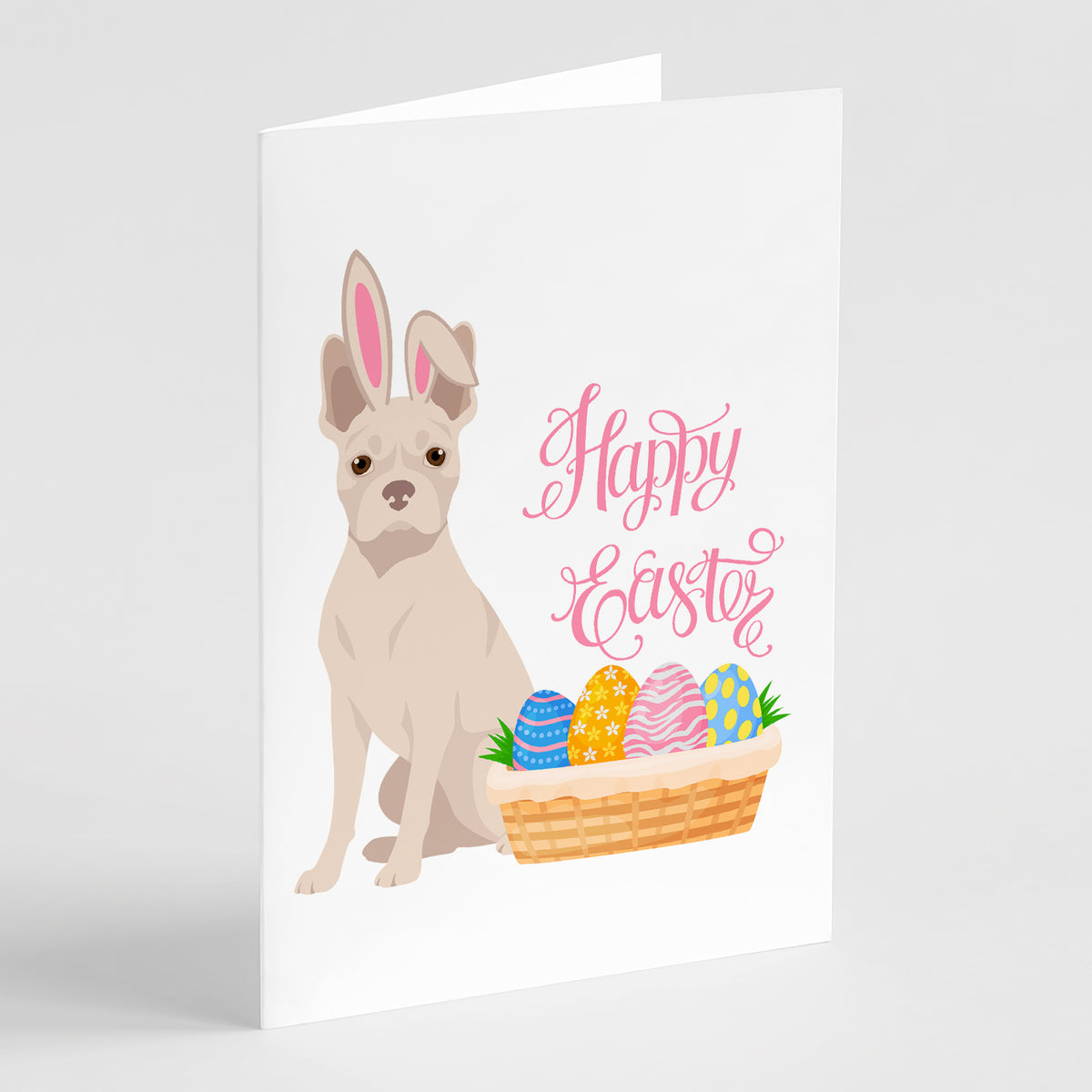Buy this White Boston Terrier Easter Greeting Cards and Envelopes Pack of 8