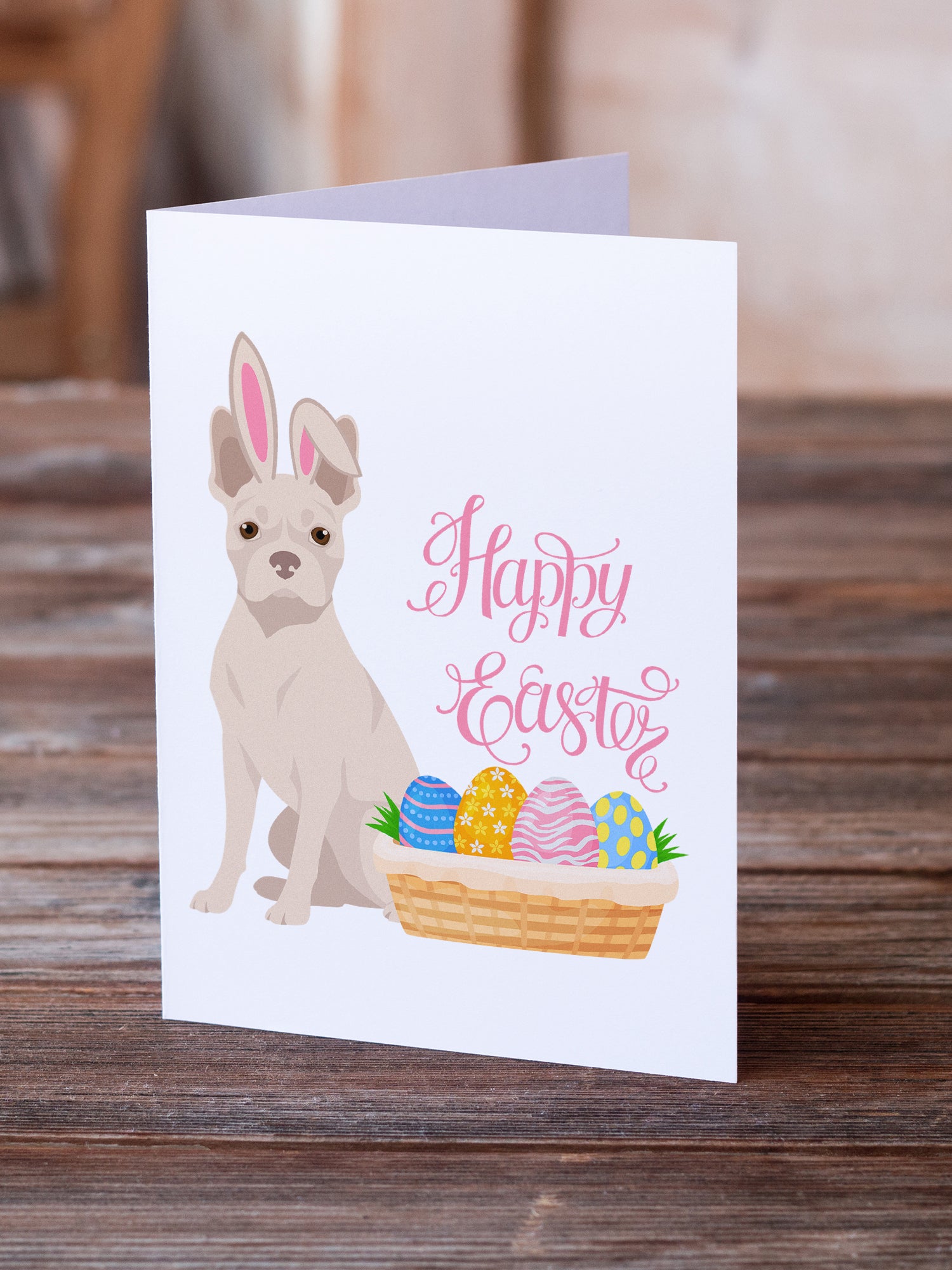 White Boston Terrier Easter Greeting Cards and Envelopes Pack of 8 - the-store.com