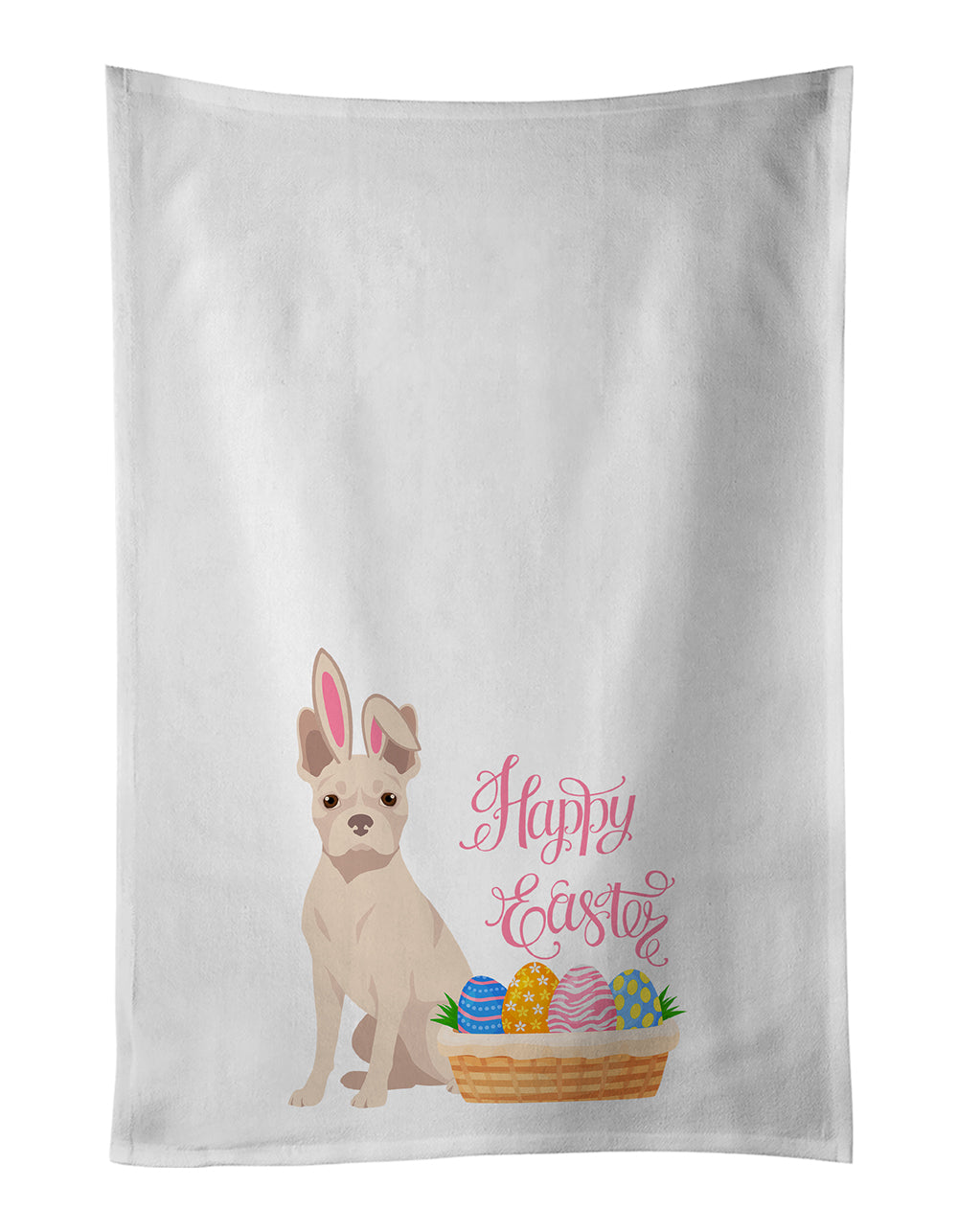 Buy this White Boston Terrier Easter White Kitchen Towel Set of 2 Dish Towels